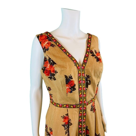 Vintage 70s Maxi Dress Womens Small Floral Rose Print V-neck Lanzillotti Boho - Picture 5 of 9
